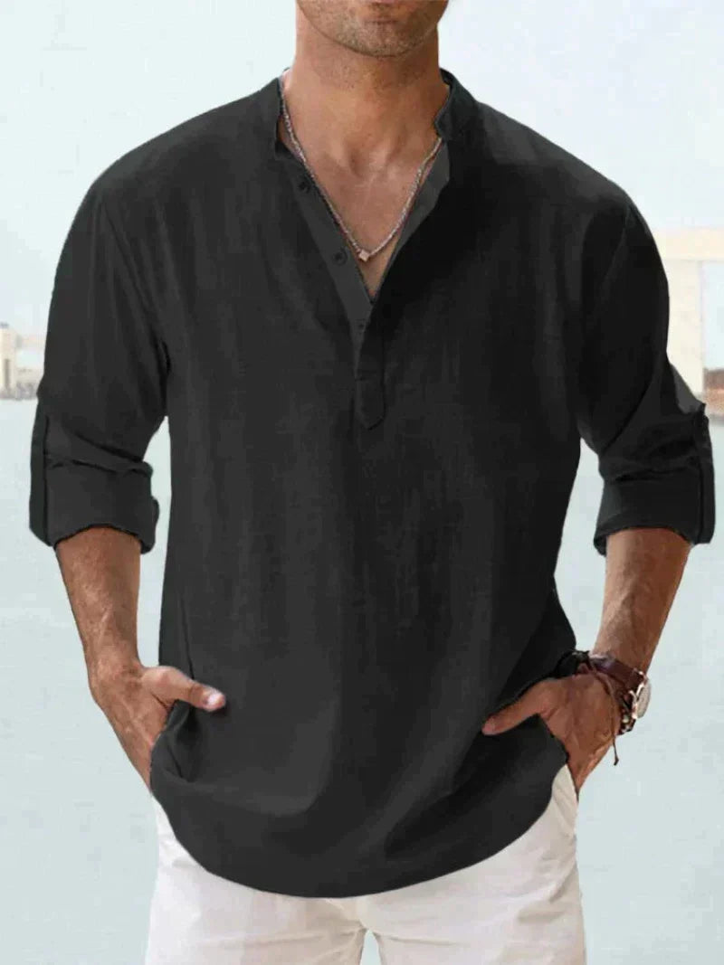Linen Mao Collar Shirt
