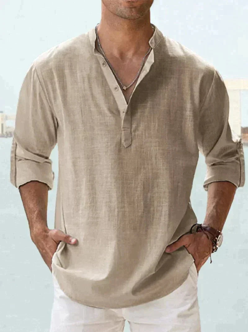 Linen Mao Collar Shirt