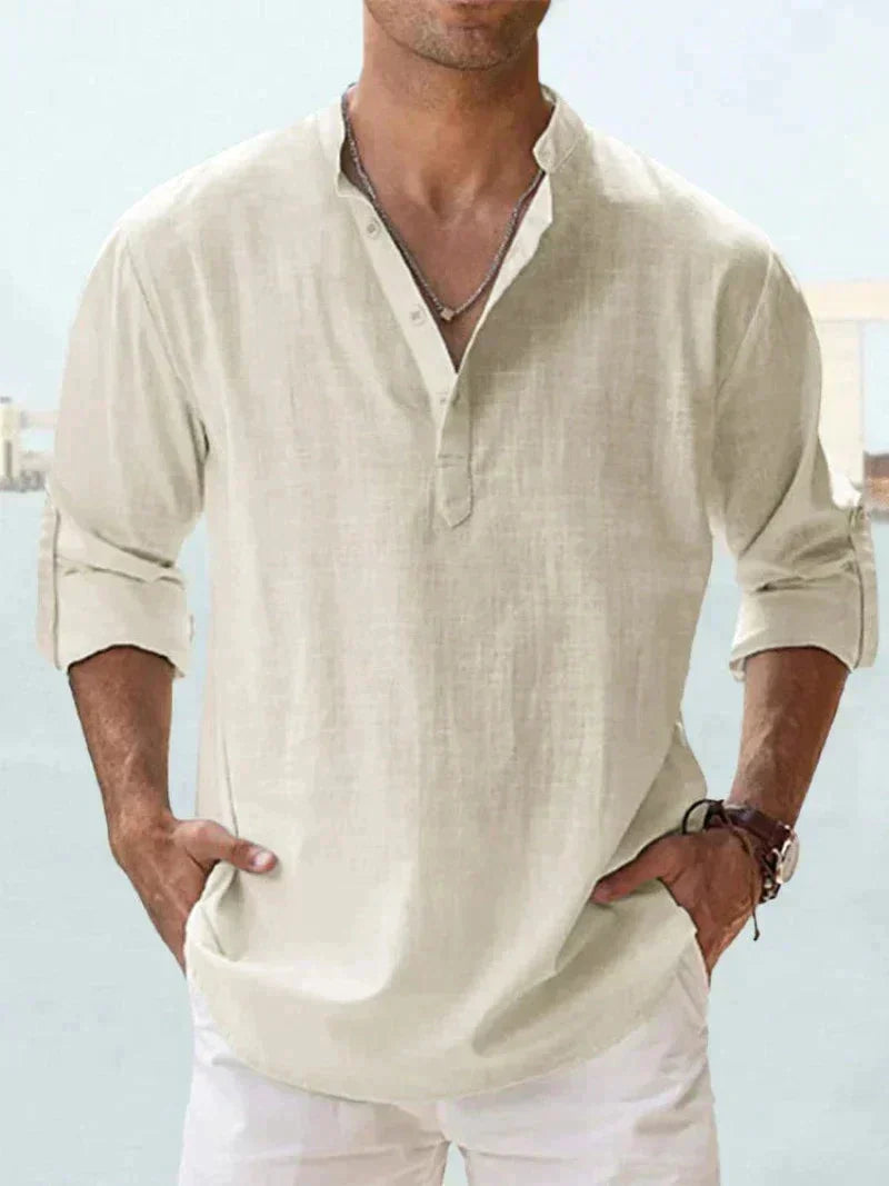 Linen Mao Collar Shirt