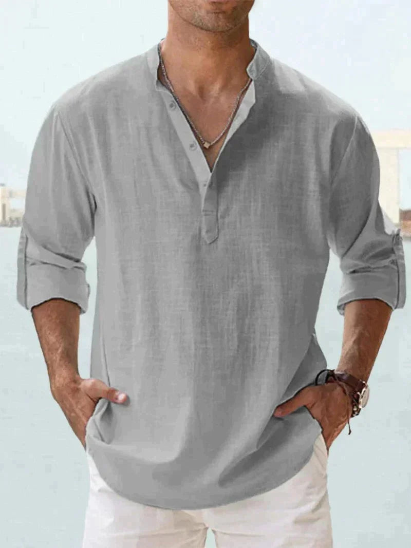 Linen Mao Collar Shirt