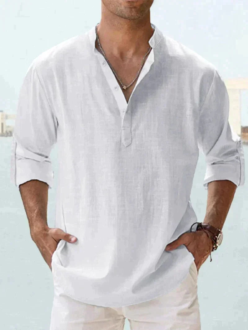 Linen Mao Collar Shirt