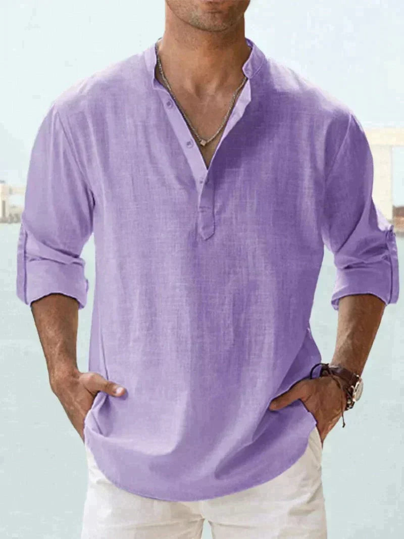 Linen Mao Collar Shirt