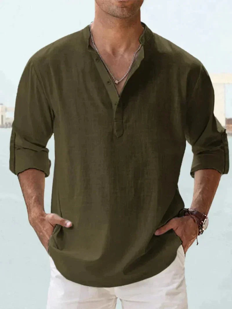 Linen Mao Collar Shirt