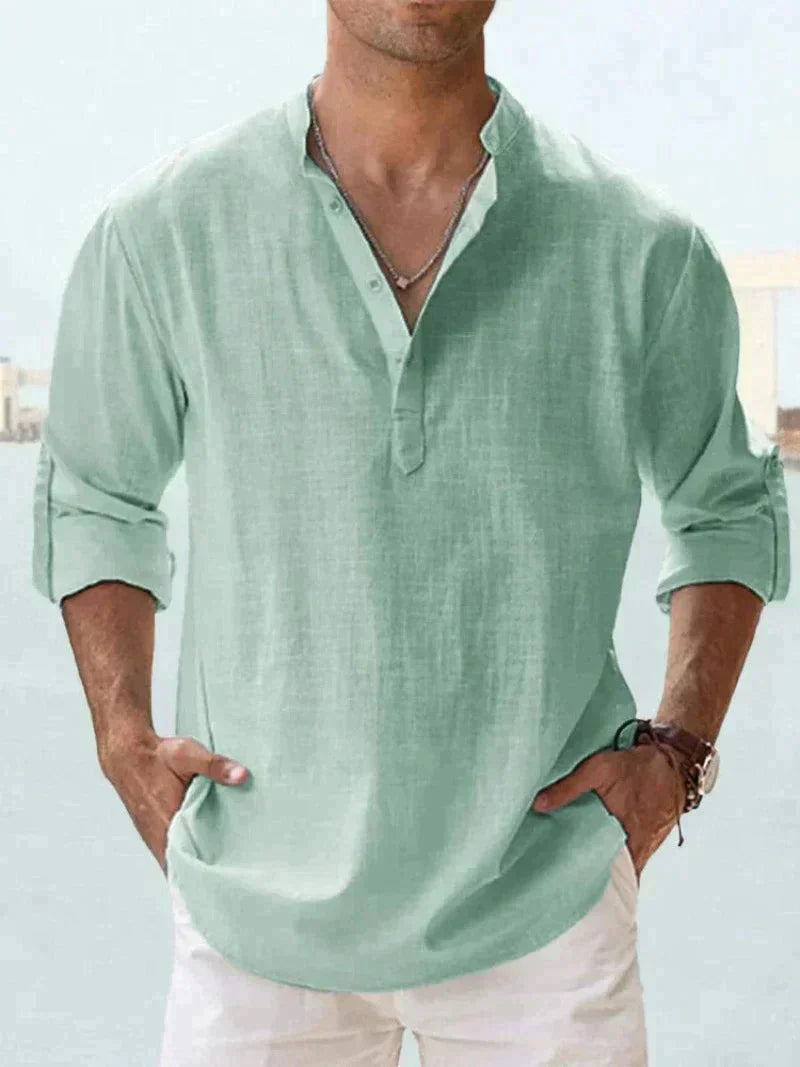 Linen Mao Collar Shirt