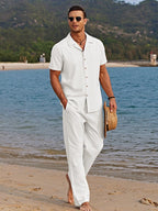 Men's Camp Collar Shirt and Trousers Set
