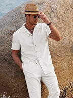 Men's Camp Collar Shirt and Trousers Set