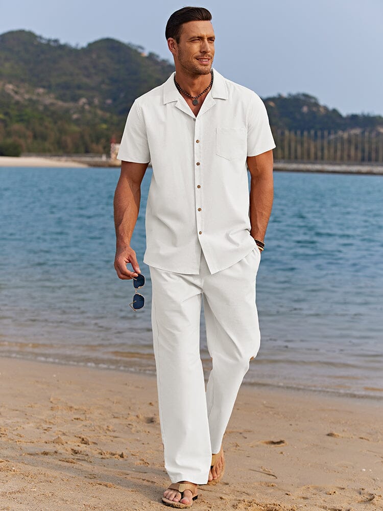 Men's Camp Collar Shirt and Trousers Set