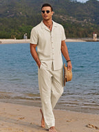 Men's Camp Collar Shirt and Trousers Set