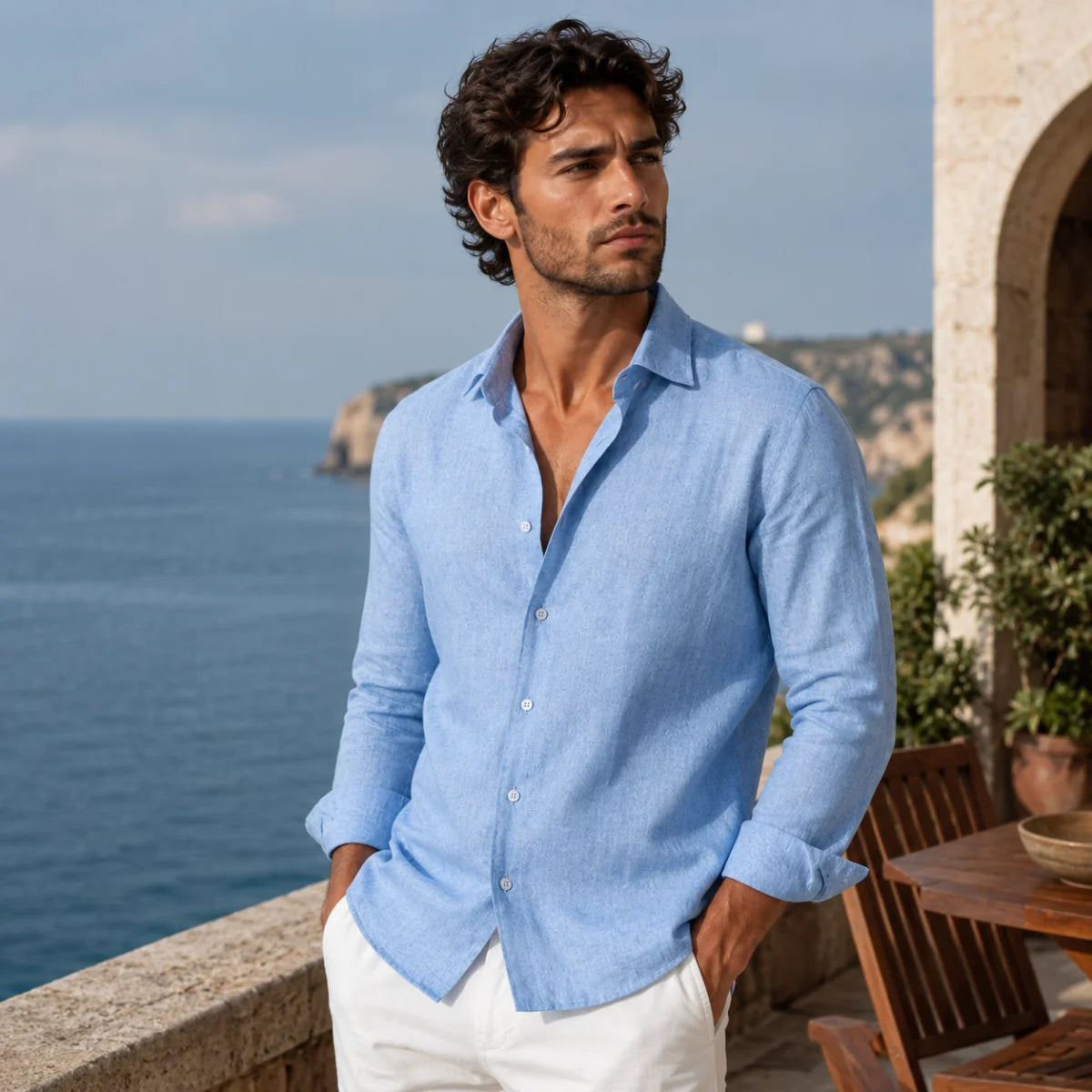 Men's Casual Breathable Summer Linen Shirt