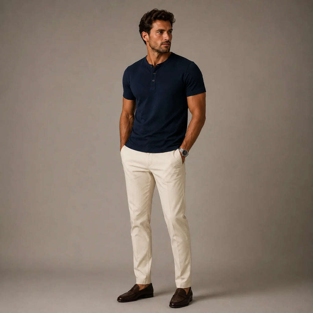 Men's Casual Henley Summer Polo Shirt