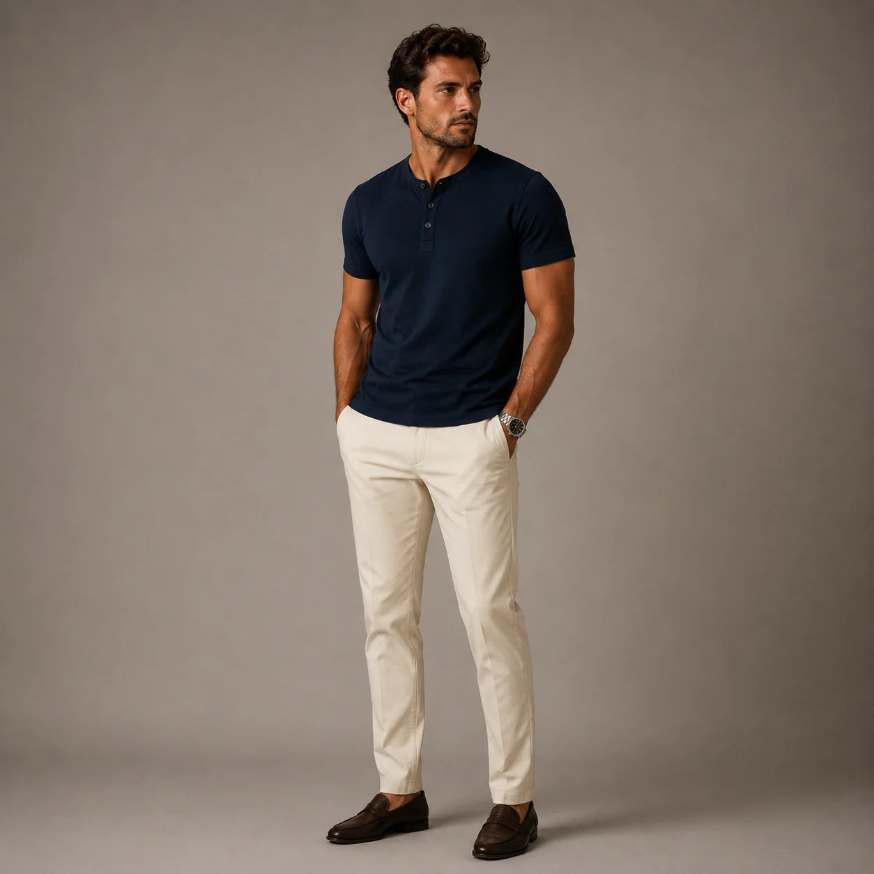 Men's Casual Henley Summer Polo Shirt