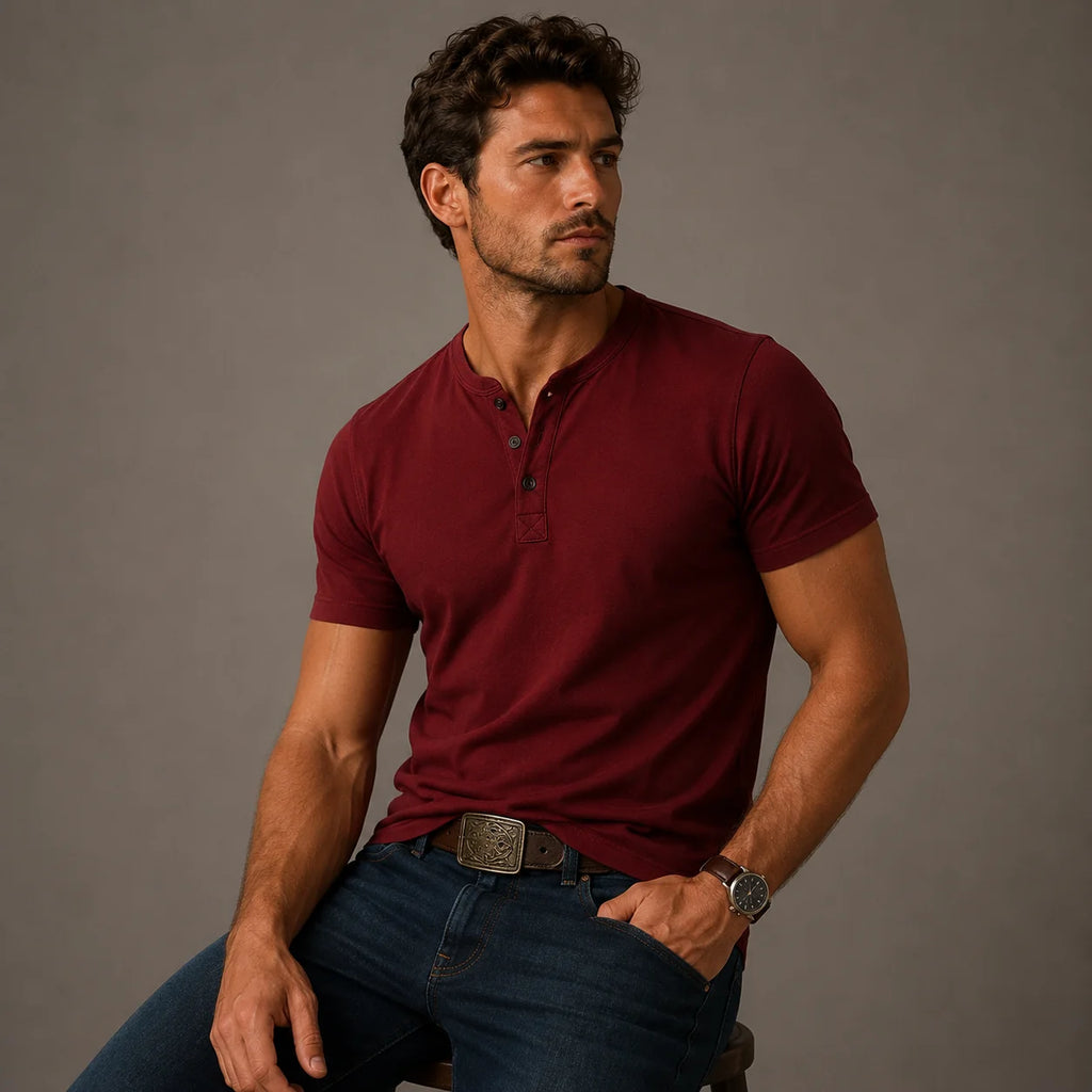 Men's Casual Henley Summer Polo Shirt