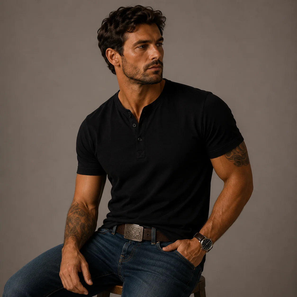 Men's Casual Henley Summer Polo Shirt