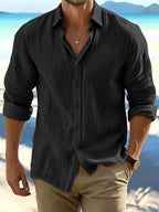 Men's Casual Long Sleeve Linen-Style Shirt