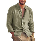 Men's Casual Stand Collar Long Sleeve Shirt