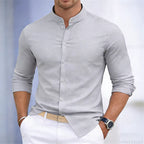 Men's Casual Stand Collar Long Sleeve Shirt