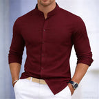 Men's Casual Stand Collar Long Sleeve Shirt