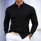 Men's Casual Stand Collar Long Sleeve Shirt