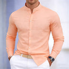 Men's Casual Stand Collar Long Sleeve Shirt