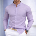 Men's Casual Stand Collar Long Sleeve Shirt