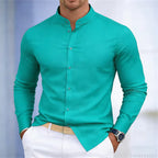 Men's Casual Stand Collar Long Sleeve Shirt