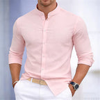 Men's Casual Stand Collar Long Sleeve Shirt