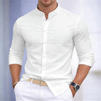 Men's Casual Stand Collar Long Sleeve Shirt