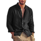 Men's Casual Stand Collar Long Sleeve Shirt