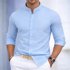 Men's Casual Stand Collar Long Sleeve Shirt