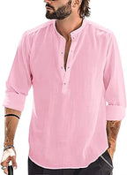 Men's Casual Stand Collar Long Sleeve Shirt