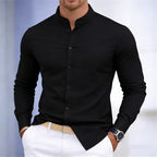 Men's Casual Stand Collar Long Sleeve Shirt