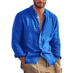 Men's Casual Stand Collar Long Sleeve Shirt