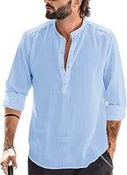 Men's Casual Stand Collar Long Sleeve Shirt