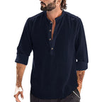 Men's Casual Stand Collar Long Sleeve Shirt
