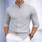 Men's Casual Stand Collar Long Sleeve Shirt