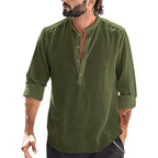 Men's Casual Stand Collar Long Sleeve Shirt