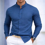 Men's Casual Stand Collar Long Sleeve Shirt