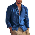 Men's Casual Stand Collar Long Sleeve Shirt