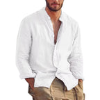 Men's Casual Stand Collar Long Sleeve Shirt