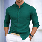 Men's Casual Stand Collar Long Sleeve Shirt