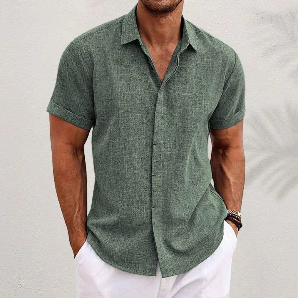 Men's Classic Collared Linen Button Shirt
