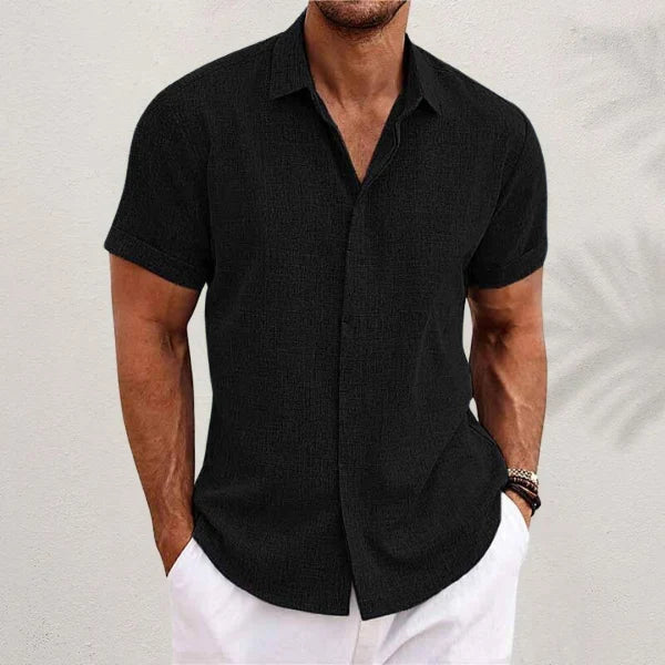 Men's Classic Collared Linen Button Shirt
