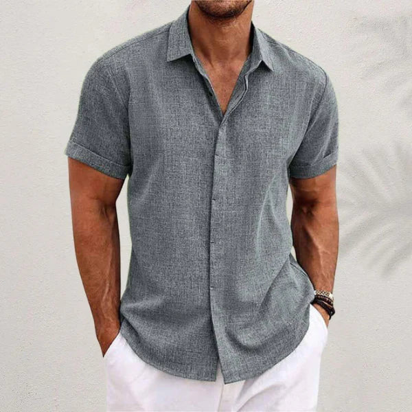 Men's Classic Collared Linen Button Shirt