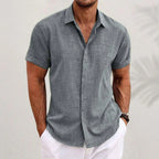 Men's Classic Collared Linen Button Shirt