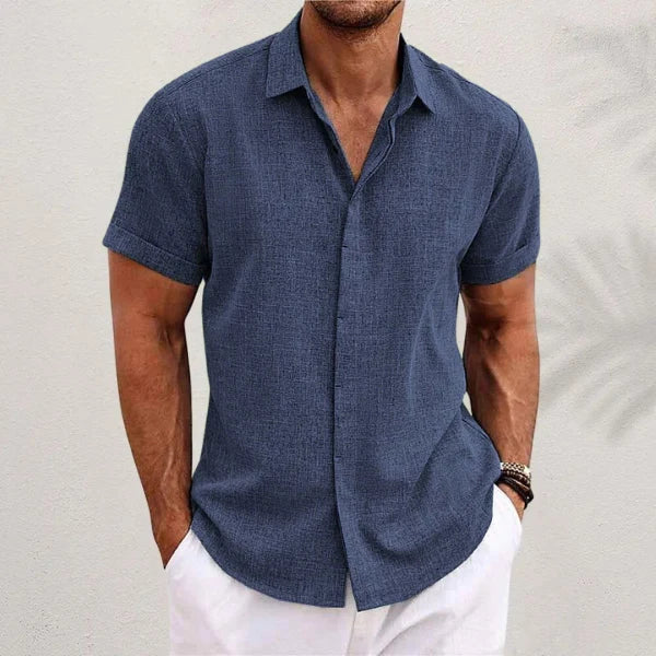 Men's Classic Collared Linen Button Shirt