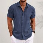 Men's Classic Collared Linen Button Shirt