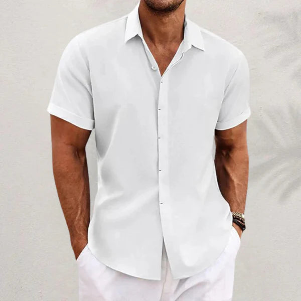 Men's Classic Collared Linen Button Shirt