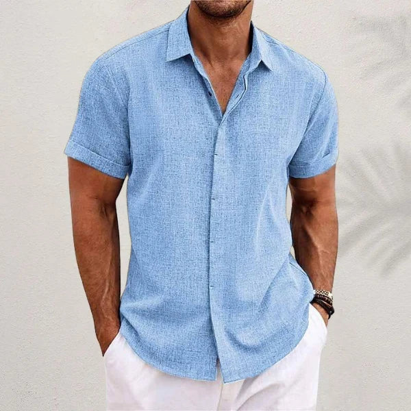 Men's Classic Collared Linen Button Shirt