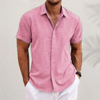 Men's Classic Collared Linen Button Shirt
