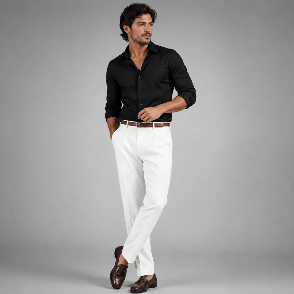 Men's Classic Straight-Leg Loose Fit Linen Trousers